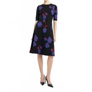 NEW NADYA TOTO vienna floral jacquard midi dress in black violet